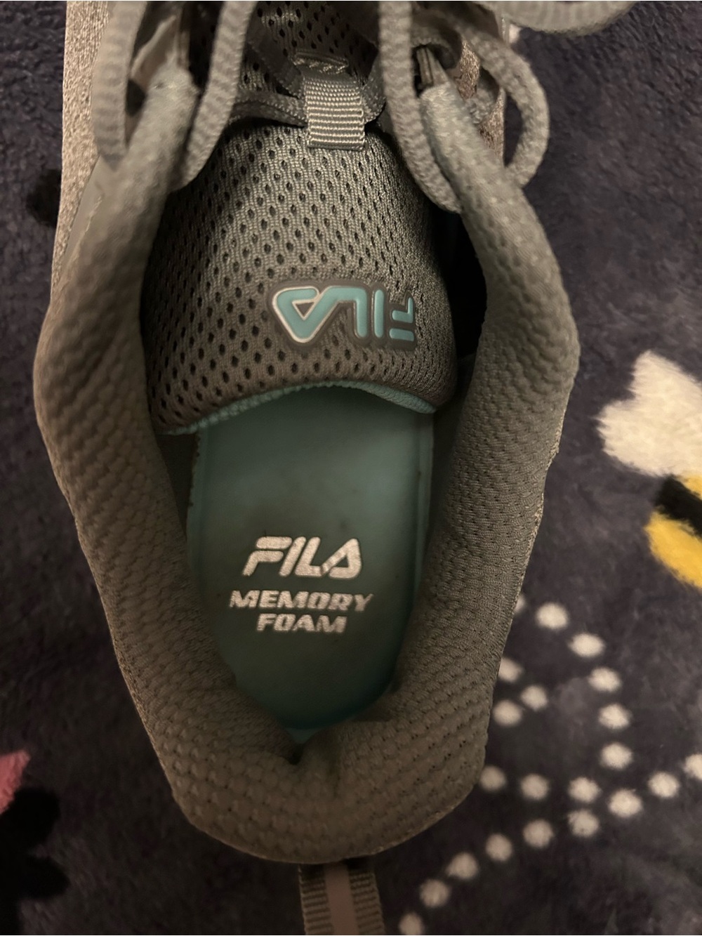 Fila Womens Gray Sneakers with Teal Accents